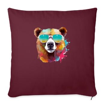 Lalo l'ours à lunettes - Housse de coussin décorative 45 x 45 cm - bordeaux - Devant