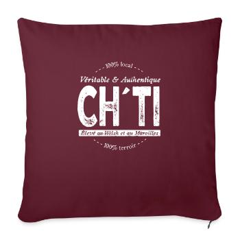 Véritable et authentique Ch'ti - Housse de coussin décorative 45 x 45 cm - bordeaux - Devant