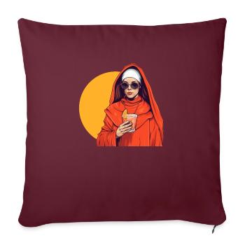 Nonne avec Aperoli Spritz / apéritif & lunettes de soleil - Housse de coussin décorative 45 x 45 cm - bordeaux - Devant