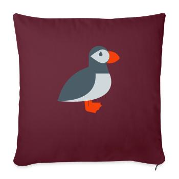 Oiseau macareux - Housse de coussin décorative 45 x 45 cm - bordeaux - Devant