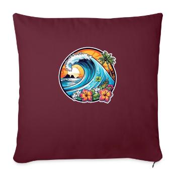 surf plage palmier soleil vacances - Housse de coussin décorative 45 x 45 cm - bordeaux - Devant