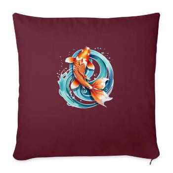 carpe koi - poisson japon - Housse de coussin décorative 45 x 45 cm - bordeaux - Devant