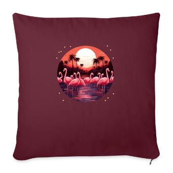 Flamingo Flock Sonnenuntergang, Liebe Flamingos - Sofakissenbezug 45 x 45 cm - Burgunderrot - Vorne