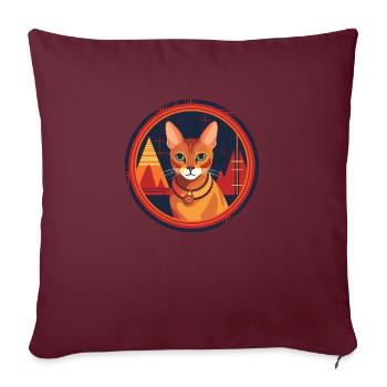Chat d’Abyssinie Boho Elements, Chats - Housse de coussin décorative 45 x 45 cm - bordeaux - Devant