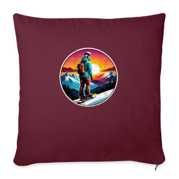 snowboard neige et ski - Housse de coussin décorative 45 x 45 cm - bordeaux - Devant
