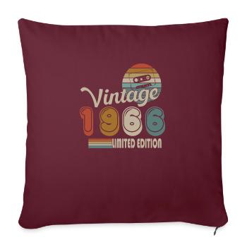 1966 Anniversaire Né en 1966 Millésime Rétro 58 an - Housse de coussin décorative 45 x 45 cm - bordeaux - Devant