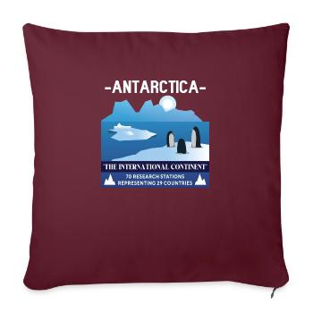 Antarctique - Le continent international - Housse de coussin décorative 45 x 45 cm - bordeaux - Devant