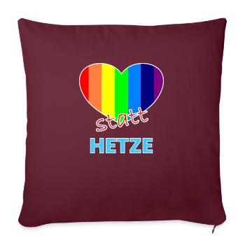 Herz statt Hetze - Sofakissenbezug 45 x 45 cm - Burgunderrot - Vorne
