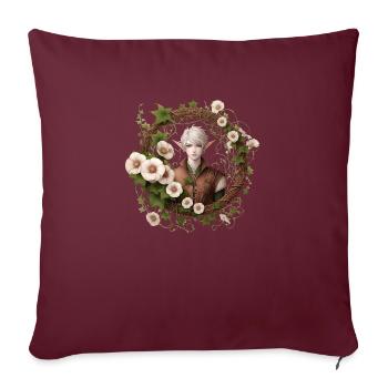 Elfe des fleurs - Housse de coussin décorative 45 x 45 cm - bordeaux - Devant