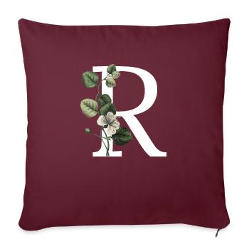 Buchstabe R Grün Botanisch - Sofakissenbezug 45 x 45 cm - Burgunderrot - Vorne