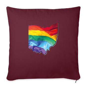 Ohio (États-Unis) | Drapeau réel | LGBTQIA+ - Housse de coussin décorative 45 x 45 cm - bordeaux - Devant