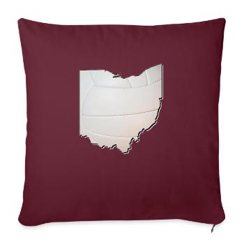 Ohio (États-Unis) | Vrai volley-ball | Carte - Housse de coussin décorative 45 x 45 cm - bordeaux - Devant