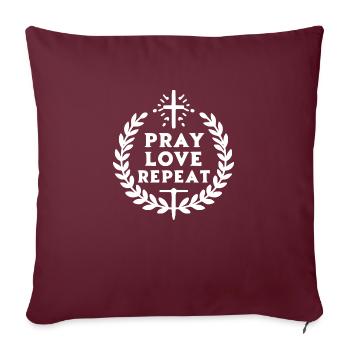 Priez l’amour répétez - Housse de coussin décorative 45 x 45 cm - bordeaux - Devant