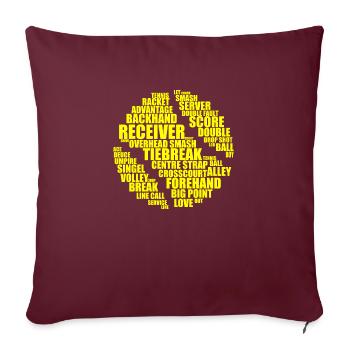 Nuage de mots de tennis - Balle de tennis - Housse de coussin décorative 45 x 45 cm - bordeaux - Devant