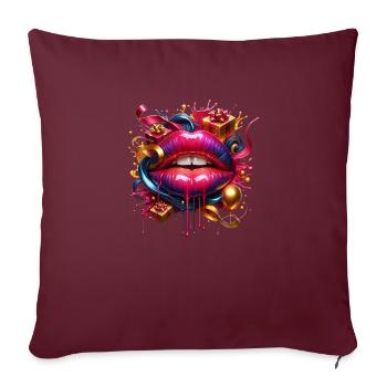 bouche cadeaux - Housse de coussin décorative 45 x 45 cm - bordeaux - Devant