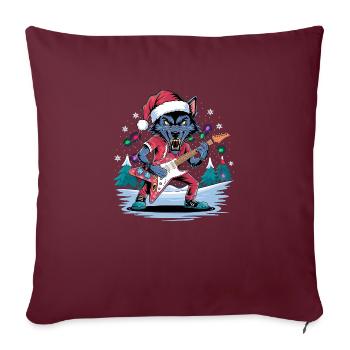 Weihnachten Wolfsfelsen – Festlich und wild - Sofakissenbezug 45 x 45 cm - Burgunderrot - Vorne
