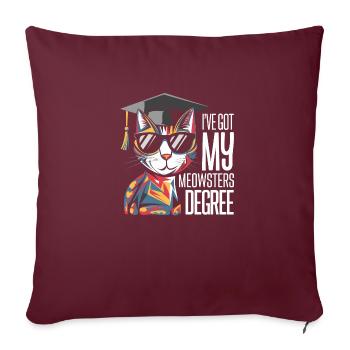 Humour félin pour les universitaires - Housse de coussin décorative 45 x 45 cm - bordeaux - Devant