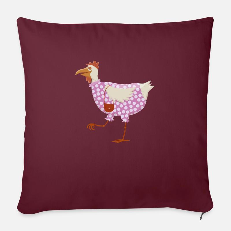 Huhn im Kleid - Sofakissenbezug 45 x 45 cm - Burgunderrot