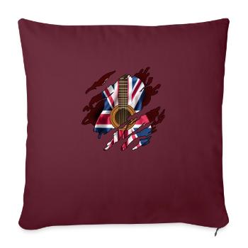 Drapeau de guitare britannique à l'intérieur - Housse de coussin décorative 45 x 45 cm - bordeaux - Devant