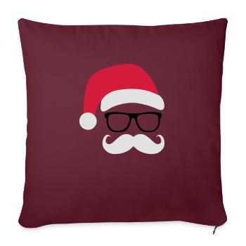 Funny Weihnachtsmann mit Nerd Brille und Mustache - Sofakissenbezug 45 x 45 cm - Burgunderrot - Vorne