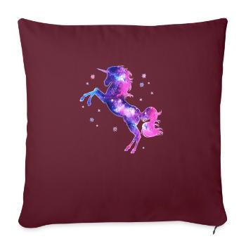 Magique licorne, unicorn, magie, space, galaxy - Housse de coussin décorative 45 x 45 cm - bordeaux - Devant