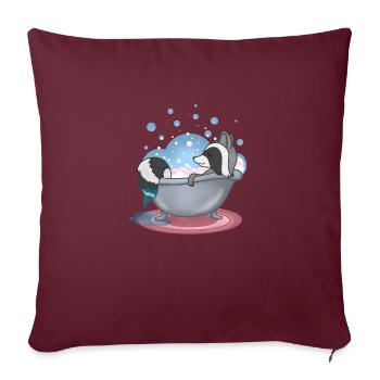 Raton laveur dans le bain - Housse de coussin décorative 45 x 45 cm - bordeaux - Devant