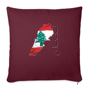 Libanon Flagge in der Libanon Landkarte LB - Sofakissenbezug 45 x 45 cm - Burgunderrot - Vorne