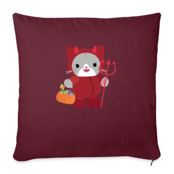 Halloween Katze Roter Teufel. Kawai - Sofakissenbezug 45 x 45 cm - Burgunderrot - Vorne
