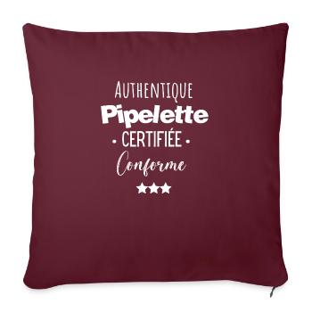 Authentique pipelette certifiée conforme - Housse de coussin décorative 45 x 45 cm - bordeaux - Devant