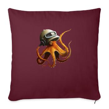 Poulpe pieuvre avec casque Idée cadeau - Housse de coussin décorative 45 x 45 cm - bordeaux - Devant