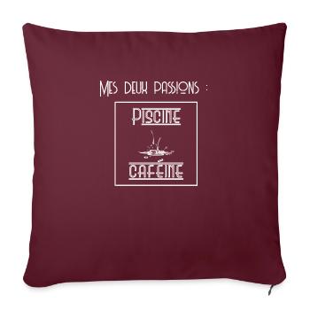 Mes deux passions : piscine et caféine - Housse de coussin décorative 45 x 45 cm - bordeaux - Devant