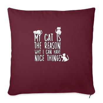 Propriétaire de chat Motif Cats Fan Propriétaire de chat - Housse de coussin décorative 45 x 45 cm - bordeaux - Devant