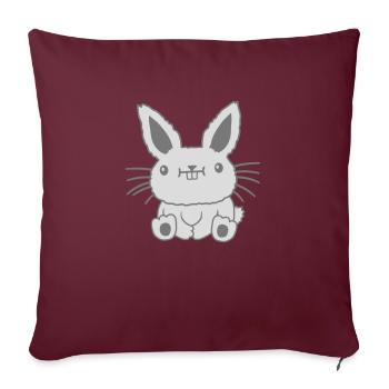 Petit lapin kawaii assis - Housse de coussin décorative 45 x 45 cm - bordeaux - Devant