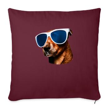 Chien avec lunettes de soleil Amoureux des chiens Propriétaire de chien - Housse de coussin décorative 45 x 45 cm - bordeaux - Devant