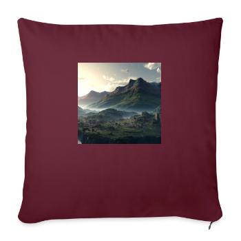 Wunderschöne Berglandschaft im Nebel - Sofakissenbezug 45 x 45 cm - Burgunderrot - Vorne