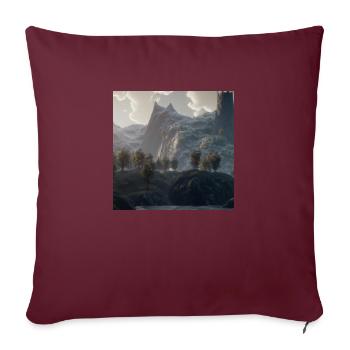 Wunderschöne Berglandschaft im Nebel - Sofakissenbezug 45 x 45 cm - Burgunderrot - Vorne