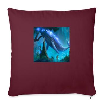 Fliegende Wale im magischen Wald - Sofakissenbezug 45 x 45 cm - Burgunderrot - Vorne