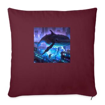 Wal schwimmt in der Stadt - Sofakissenbezug 45 x 45 cm - Burgunderrot - Vorne