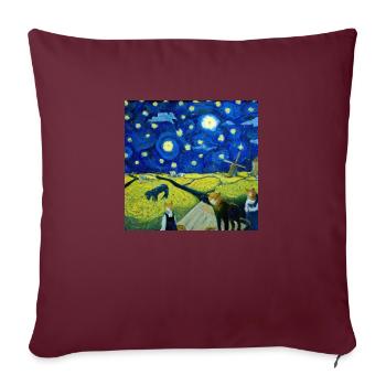 Les chats dans la « nuit étoilée » - Housse de coussin décorative 45 x 45 cm - bordeaux - Devant