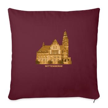 Wittenberge Rathaus Prignitz Elbe Brandenburg - Sofakissenbezug 45 x 45 cm - Burgunderrot - Vorne