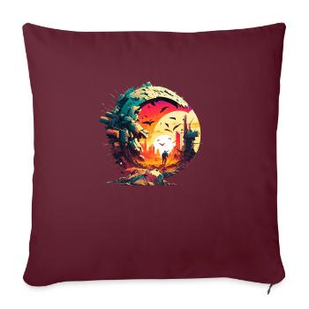 Vagabond solitaire du futur en pèlerin de science-fiction - Housse de coussin décorative 45 x 45 cm - bordeaux - Devant