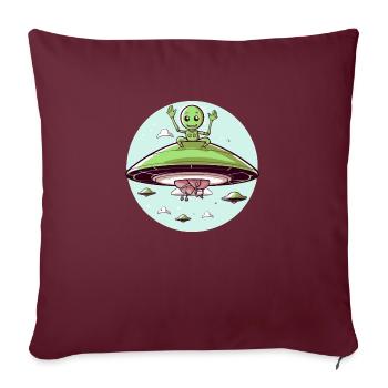 Doodo l'alien - Housse de coussin décorative 45 x 45 cm - bordeaux - Devant