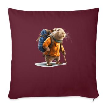 Le rat-taupe commence son aventure en plein air - Housse de coussin décorative 45 x 45 cm - bordeaux - Devant