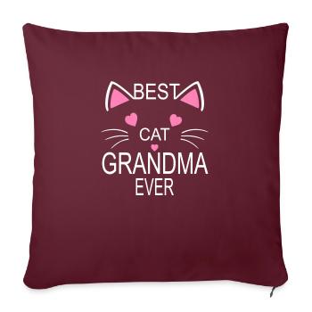 Meilleure grand-mère de chat jamais mignonne fête des mères - Housse de coussin décorative 45 x 45 cm - bordeaux - Devant