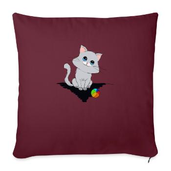 Little kitten with little ball - Sofa pillowcase 17,3'' x 17,3'' (45 x 45 cm) - burgundy - Front