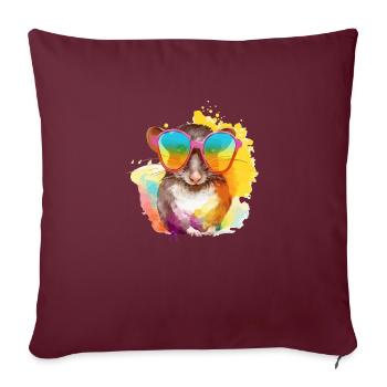 Mix la musaraigne à lunettes - Housse de coussin décorative 45 x 45 cm - bordeaux - Devant