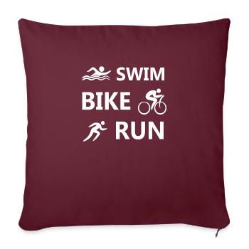 Triathlon Natation Bike Run Marathon - Housse de coussin décorative 45 x 45 cm - bordeaux - Devant