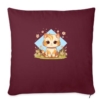 Chat - Housse de coussin décorative 45 x 45 cm - bordeaux - Devant