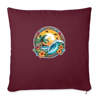 surf plage palmier soleil vacances - Housse de coussin décorative 45 x 45 cm - bordeaux - Devant
