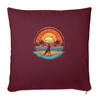 surf plage palmier soleil vacances - Housse de coussin décorative 45 x 45 cm - bordeaux - Devant